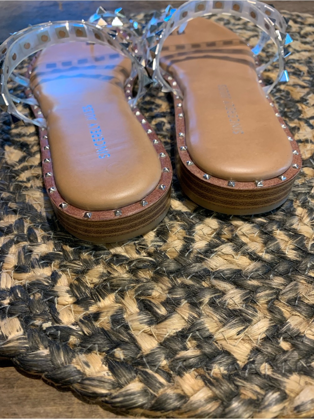 Sincerly Jules Tabbi Metallic Studded Multi-Strap Slide Sandals - Picture 10 of 13